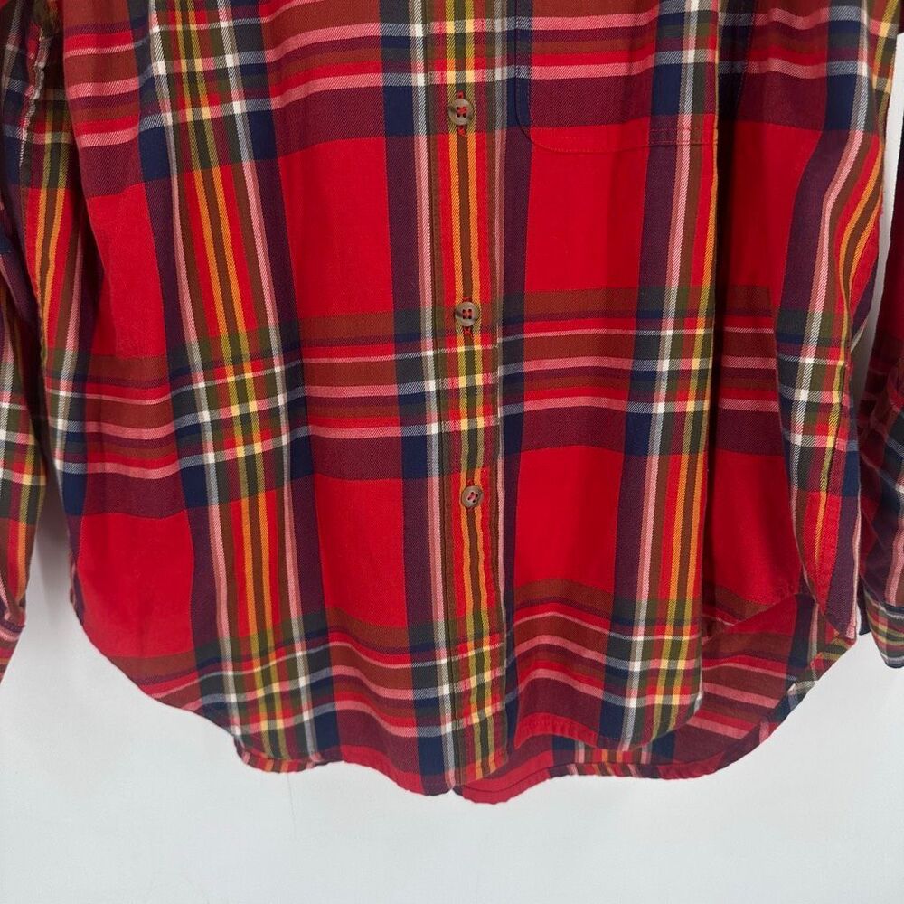 Liz‎ Claiborne Sport Vintage Tartan Plaid Button Down Shirt Size M Red Classic - Picture 6 of 11